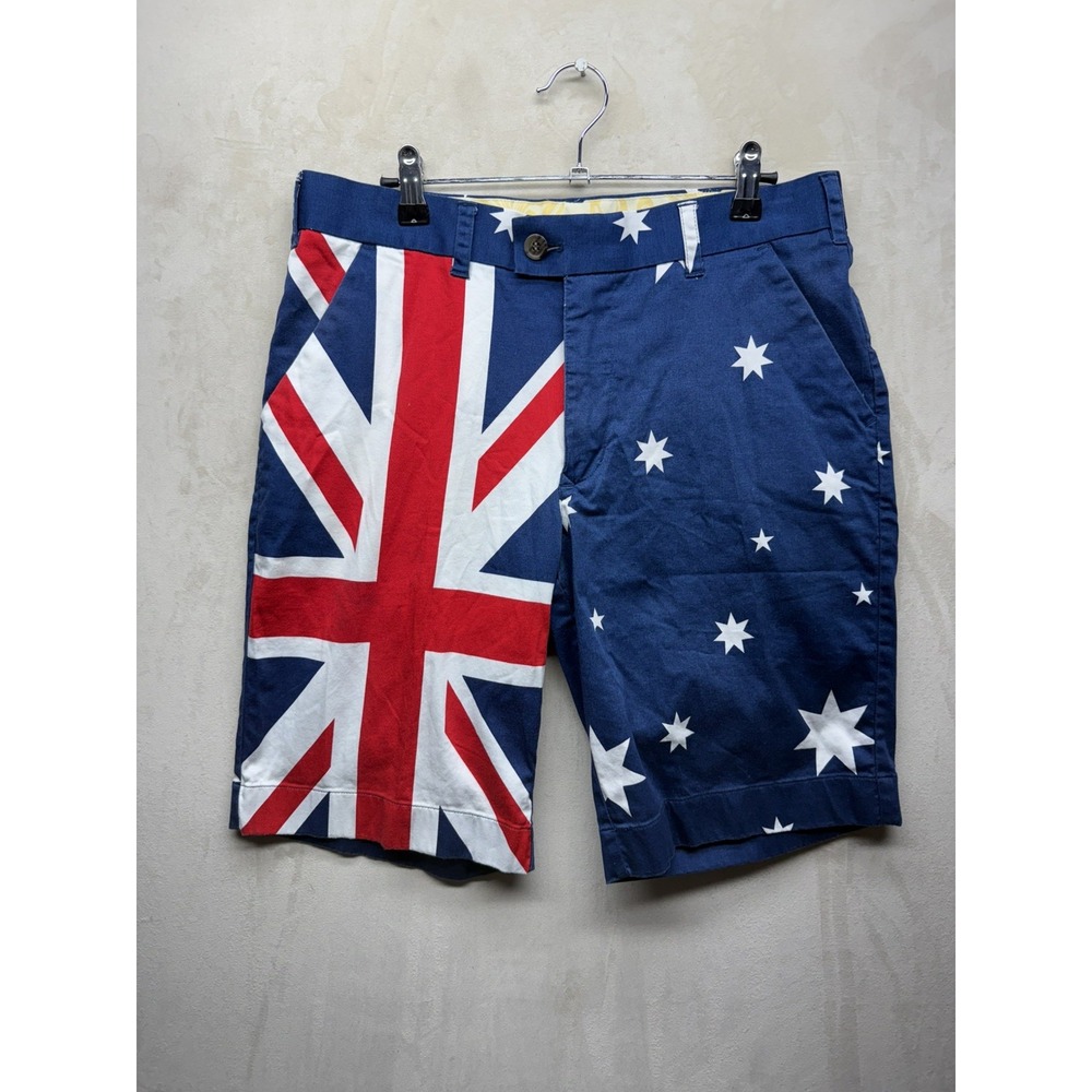Loudmouth Golf Shorts Men 32 Australian Flag Aussie Patriotic 10" Inseam Stretch